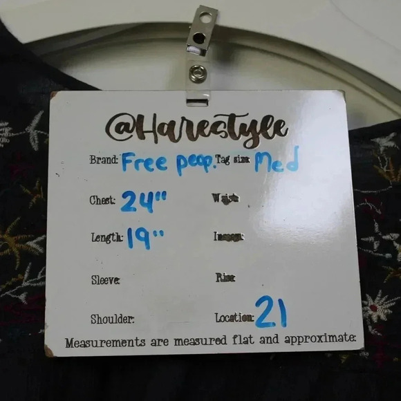 Free People cropped navy gauze embroidered top med - Picture 11 of 12